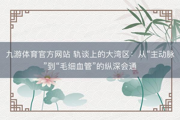 九游体育官方网站 轨谈上的大湾区：从“主动脉”到“毛细血管”的纵深会通
