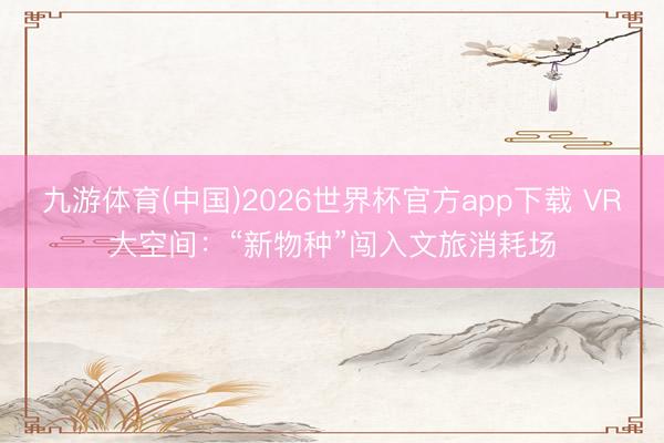 九游体育(中国)2026世界杯官方app下载 VR大空间：“新物种”闯入文旅消耗场
