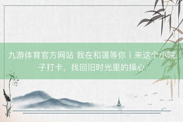 九游体育官方网站 我在和蔼等你丨来这个小院子打卡，找回旧时光里的操心