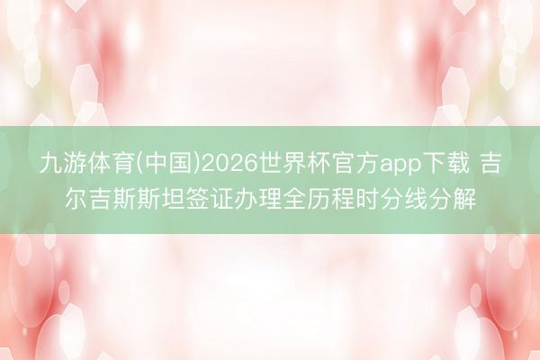 九游体育(中国)2026世界杯官方app下载 吉尔吉斯斯坦签证办理全历程时分线分解