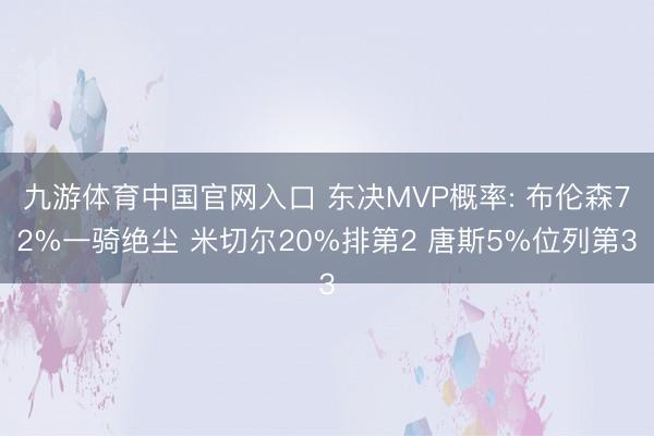 九游体育中国官网入口 东决MVP概率: 布伦森72%一骑绝尘 米切尔20%排第2 唐斯5%位列第3
