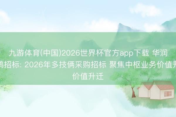 九游体育(中国)2026世界杯官方app下载 华润双鹤招标: 2026年多技俩采购招标 聚焦中枢业务价值升迁