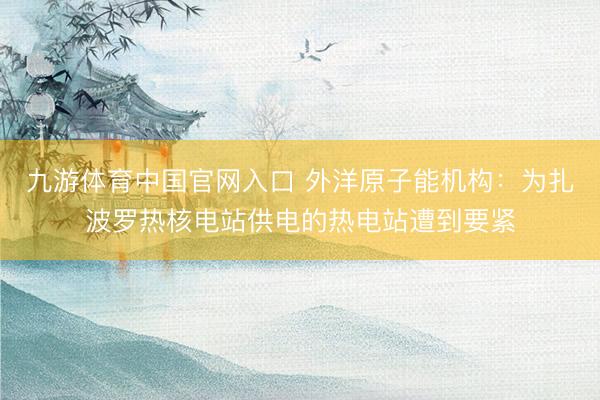 九游体育中国官网入口 外洋原子能机构：为扎波罗热核电站供电的热电站遭到要紧