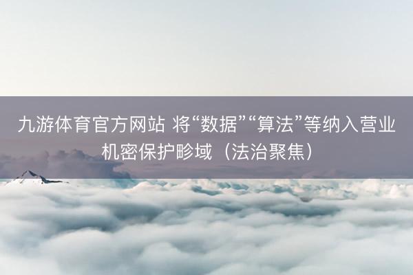 九游体育官方网站 将“数据”“算法”等纳入营业机密保护畛域（法治聚焦）