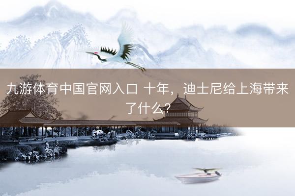九游体育中国官网入口 十年，迪士尼给上海带来了什么？