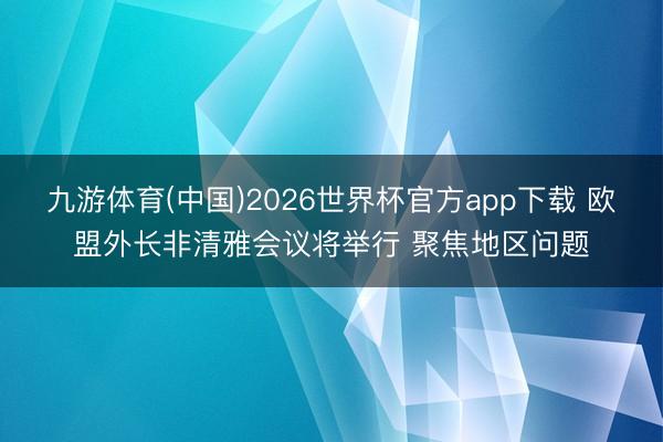 九游体育(中国)2026世界杯官方app下载 欧盟外长非清雅会议将举行 聚焦地区问题